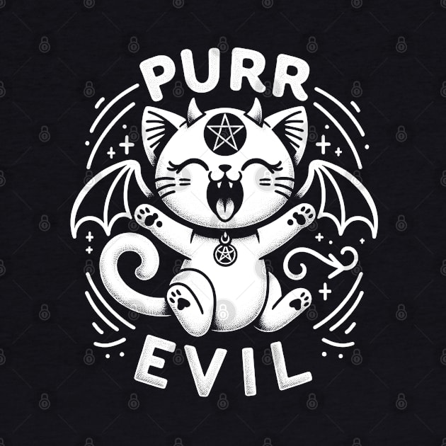 Pure Evil Cute Occult Satanic Cat by Tshirt Samurai